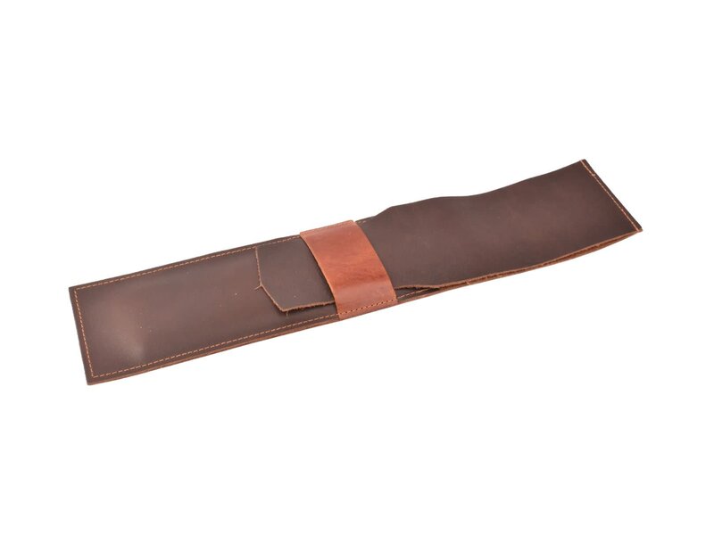 De Messenwinkel bruin lederen messenhoes en beschermer voor één mes van 20cm