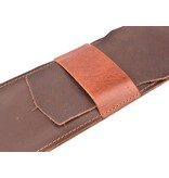 De Messenwinkel bruin lederen messenhoes en beschermer voor één mes van 20cm