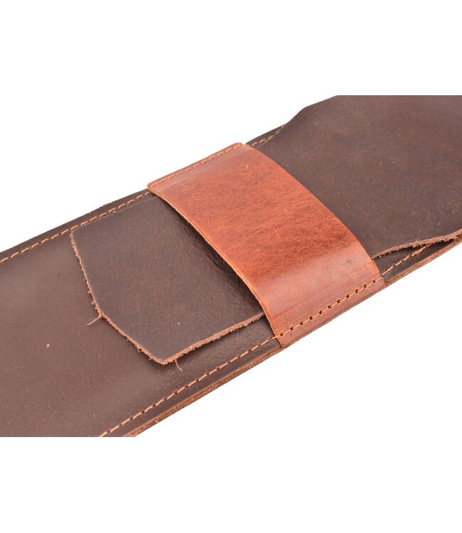 De Messenwinkel bruin lederen messenhoes en beschermer voor één mes van 20cm