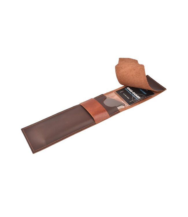 De Messenwinkel bruin lederen messenhoes en beschermer voor één mes van 20cm