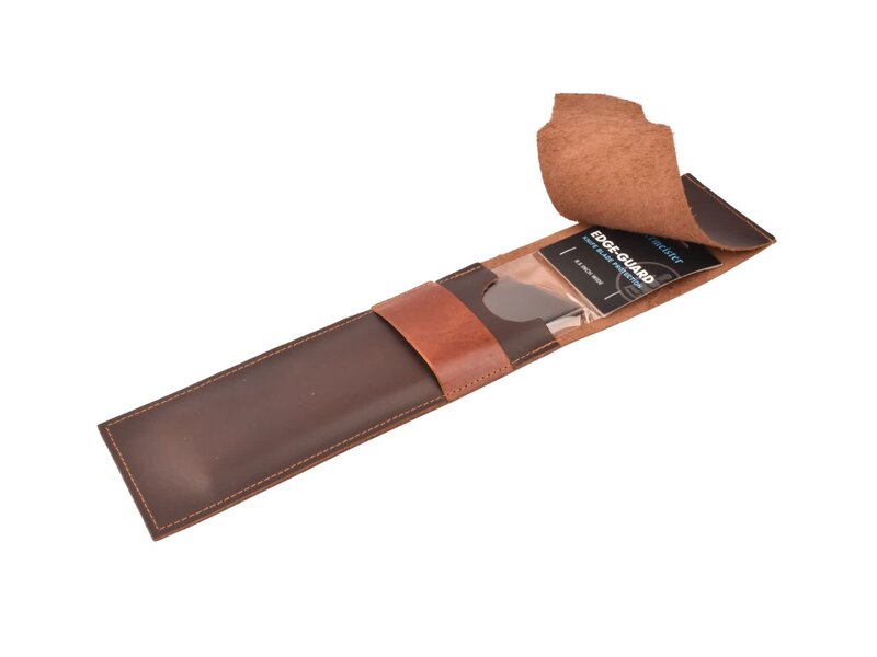 De Messenwinkel bruin lederen messenhoes en beschermer voor één mes van 20cm