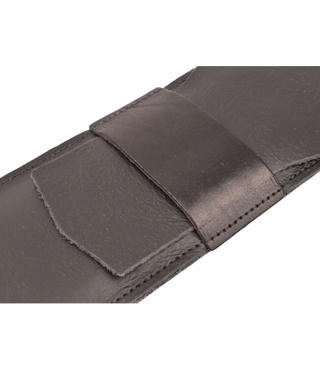 Liam's zwart lederen messenhoes en beschermer voor één mes van 20cm