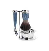 Muhle Rytmo scheerset in blauw edelhars - zeepbakje - Gillette® Fusion5™ - kwast black fibre