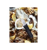 Triangle oestermes met handbescherming en zwart heft