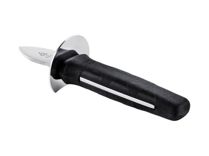 Triangle oestermes met handbescherming en zwart heft