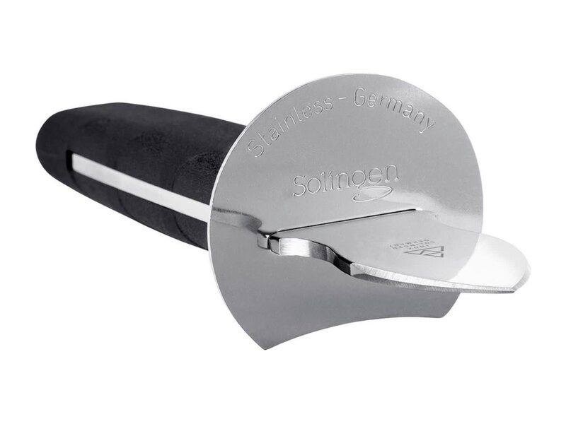 Triangle oestermes met handbescherming en zwart heft