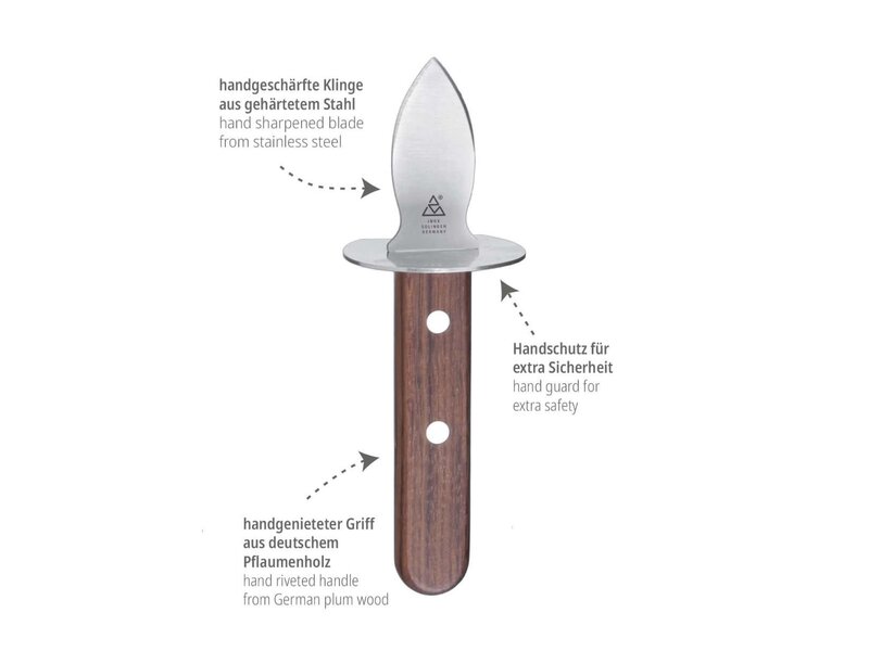 Triangle oestermes met houten heft