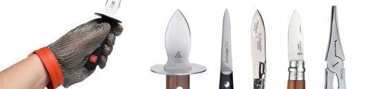 Kreeft - en oestermessen / handschoenen