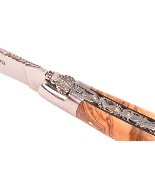 Laguiole en Aubrac 12cm olijfhout - double platines - glanzend - limitée n°83.1