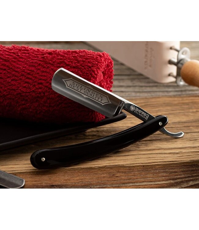 Dovo open scheermes 6/8 - Solingen Best Quality - koolstofstaal - kunststof zwart