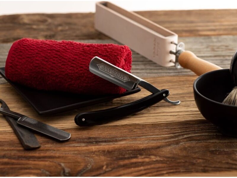 Dovo open scheermes 6/8 - Solingen Best Quality - koolstofstaal - kunststof zwart