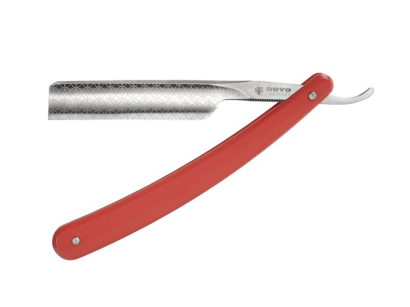 Dovo open scheermes 5/8 - Runde Sache - zilverstaal - kunststof rood