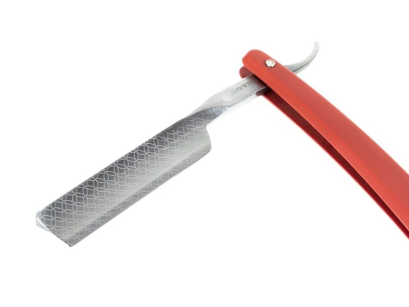 Dovo open scheermes 5/8 - Runde Sache - zilverstaal - kunststof rood