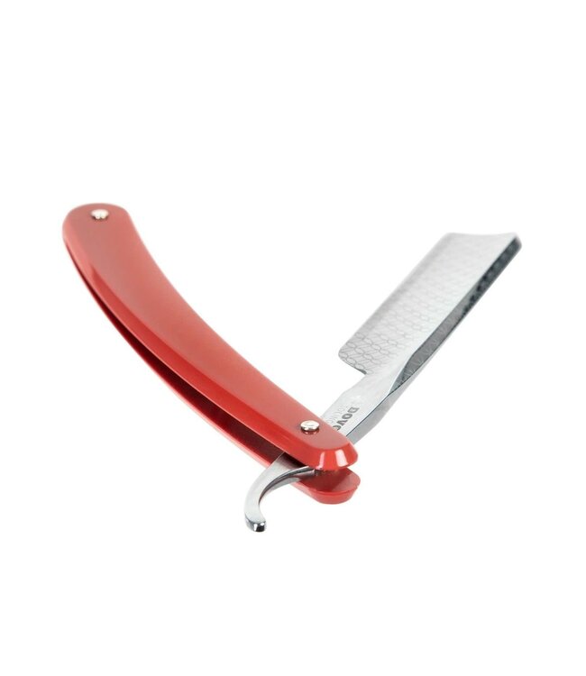 Dovo open scheermes 5/8 - Runde Sache - zilverstaal - kunststof rood