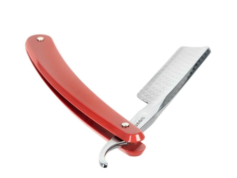 Dovo open scheermes 5/8 - Runde Sache - zilverstaal - kunststof rood