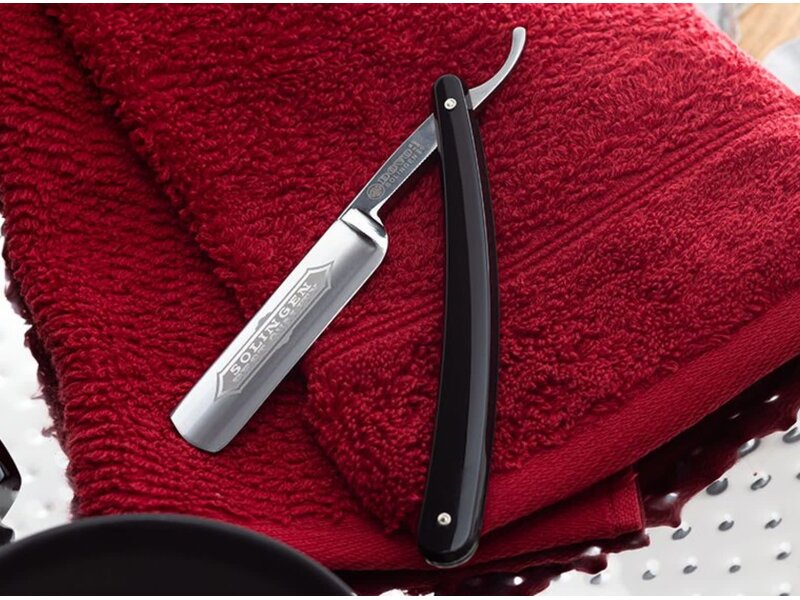 Dovo open scheermes 5/8 - Solingen Best Quality - koolstofstaal - kunststof zwart