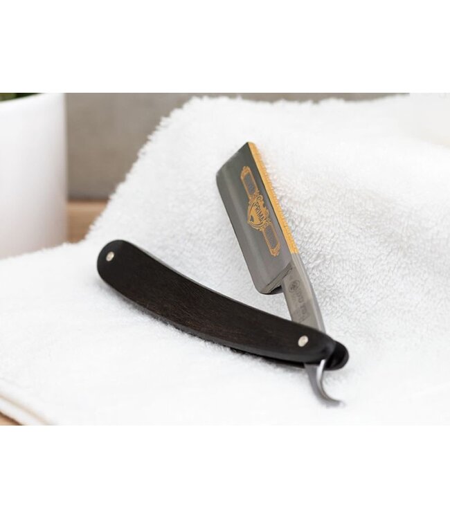 Dovo open scheermes 5/8 - Prima - zilverstaal - ebbenhout