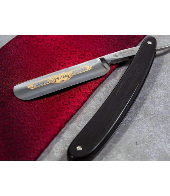 Dovo open scheermes 5/8 - Prima - zilverstaal - ebbenhout