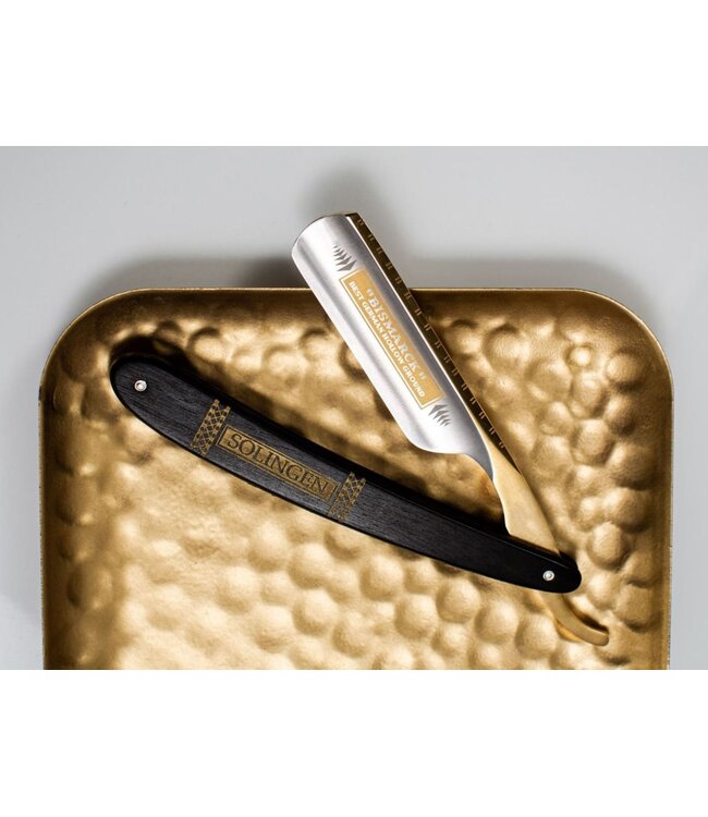 Dovo open scheermes 6/8 - Bismarck - zilverstaal - ebbenhout