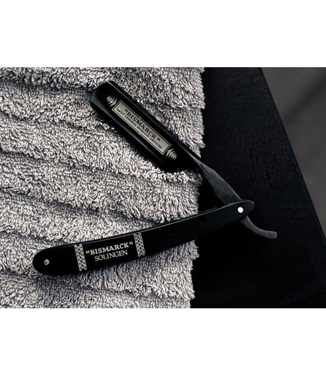 Dovo open scheermes 6/8 - Bismarck Black Duke - zilverstaal - ebbenhout - zwart lemmet