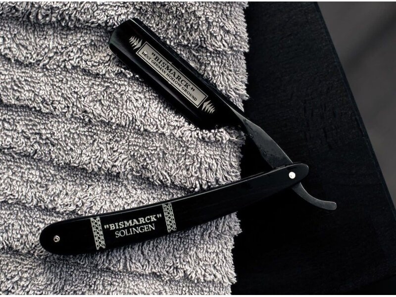 Dovo open scheermes 6/8 - Bismarck Black Duke - zilverstaal - ebbenhout - zwart lemmet