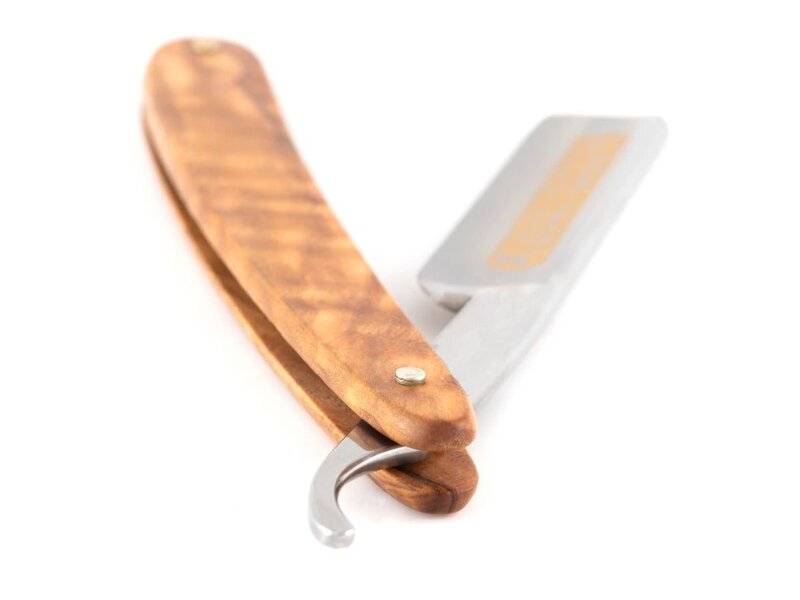 Dovo open scheermes  5/8 - inox rvs - olijfhout