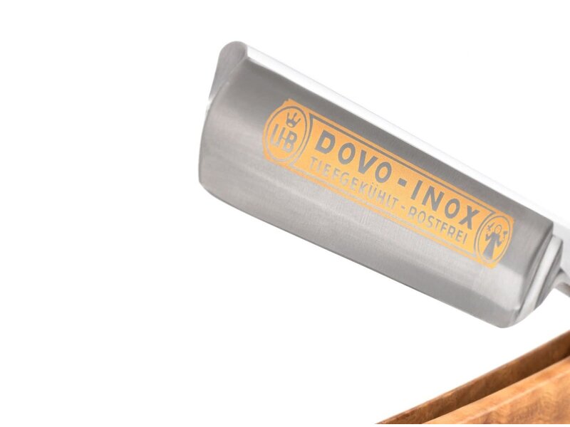 Dovo open scheermes  5/8 - inox rvs - olijfhout