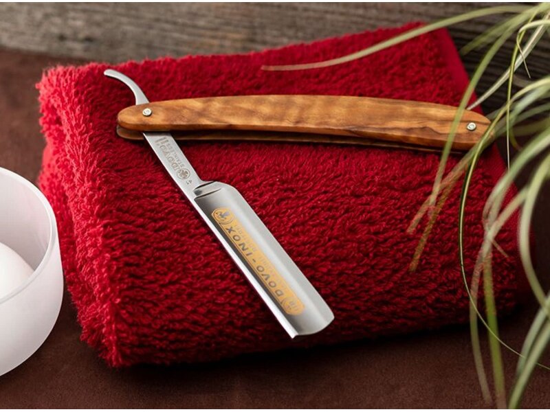 Dovo open scheermes  5/8 - inox rvs - olijfhout