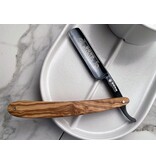 Dovo open scheermes 5/8 - Diamant - inox rvs - olijfhout - zwart lemmet