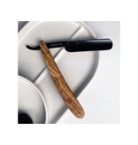 Dovo open scheermes 5/8 - Diamant - inox rvs - olijfhout - zwart lemmet