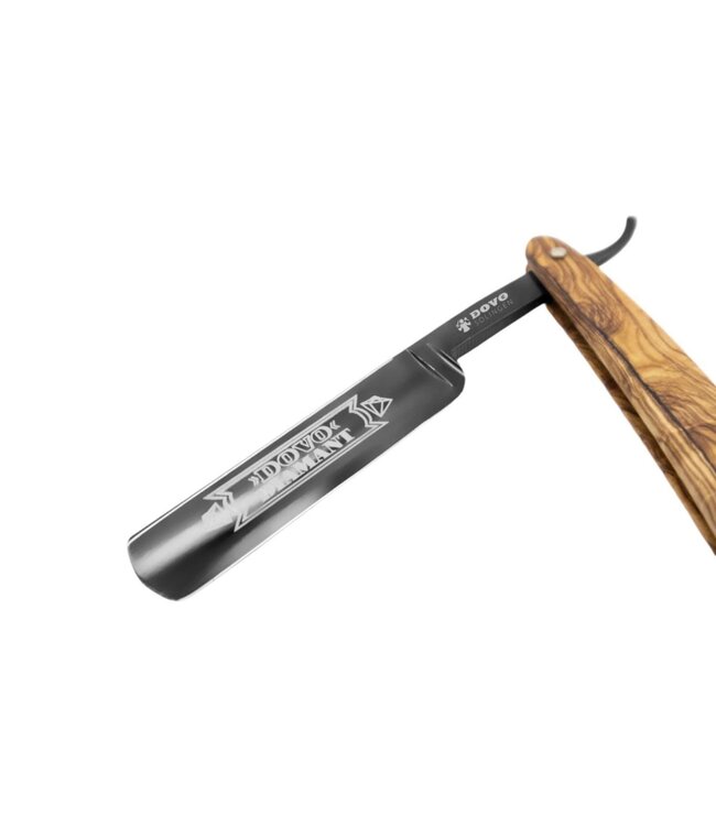 Dovo open scheermes 5/8 - Diamant - inox rvs - olijfhout - zwart lemmet