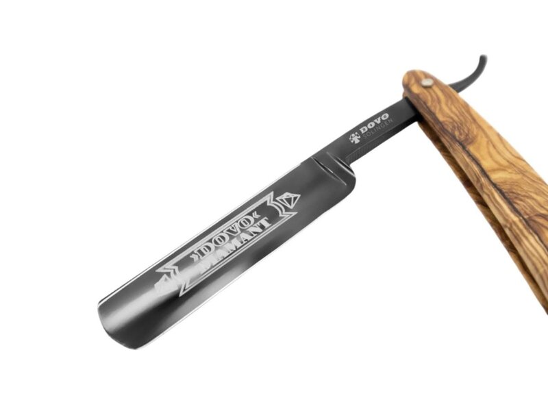 Dovo open scheermes 5/8 - Diamant - inox rvs - olijfhout - zwart lemmet
