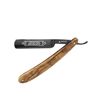 Dovo open scheermes 5/8 - Diamant - inox rvs - olijfhout - zwart lemmet