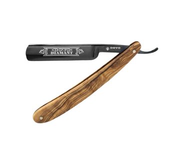 Dovo open scheermes 5/8 - Diamant - inox rvs - olijfhout - zwart lemmet