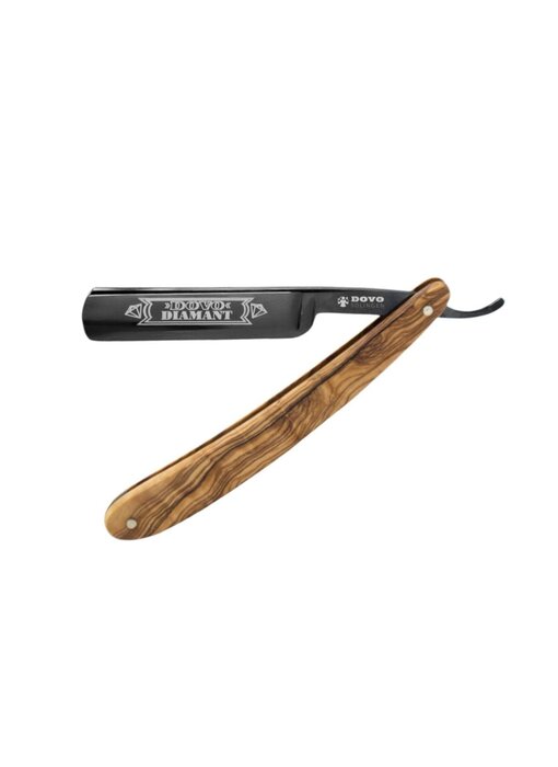 Dovo open scheermes 5/8 - Diamant - inox rvs - olijfhout - zwart lemmet