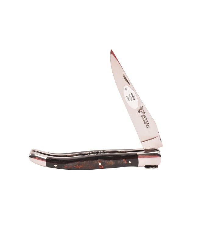 Laguiole en Aubrac 12cm buffelhoorn korst - double platines - glanzend