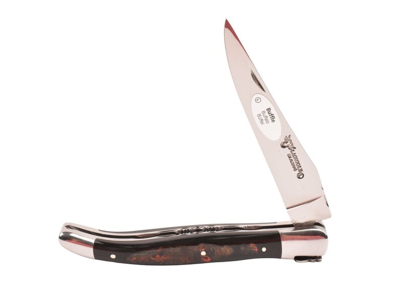 Laguiole en Aubrac 12cm croute de buffle - double platines - glanzend