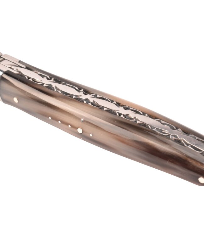 Laguiole en Aubrac 12cm pointe de corne - platines guillochées - glanzend