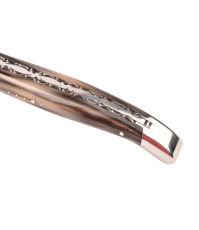 Laguiole en Aubrac 12cm pointe de corne - platines guillochées - glanzend