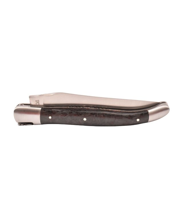 Laguiole en Aubrac 12cm carbone rood - double platines - mat