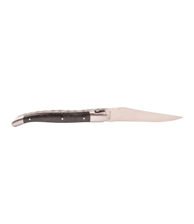 Laguiole en Aubrac 12cm carbone rood - double platines - mat