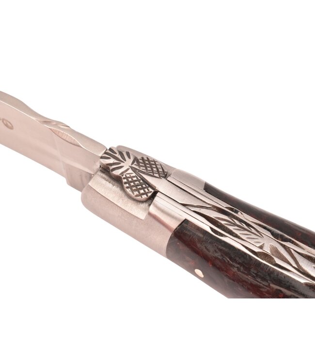 Laguiole en Aubrac 12cm carbone rood - double platines - mat