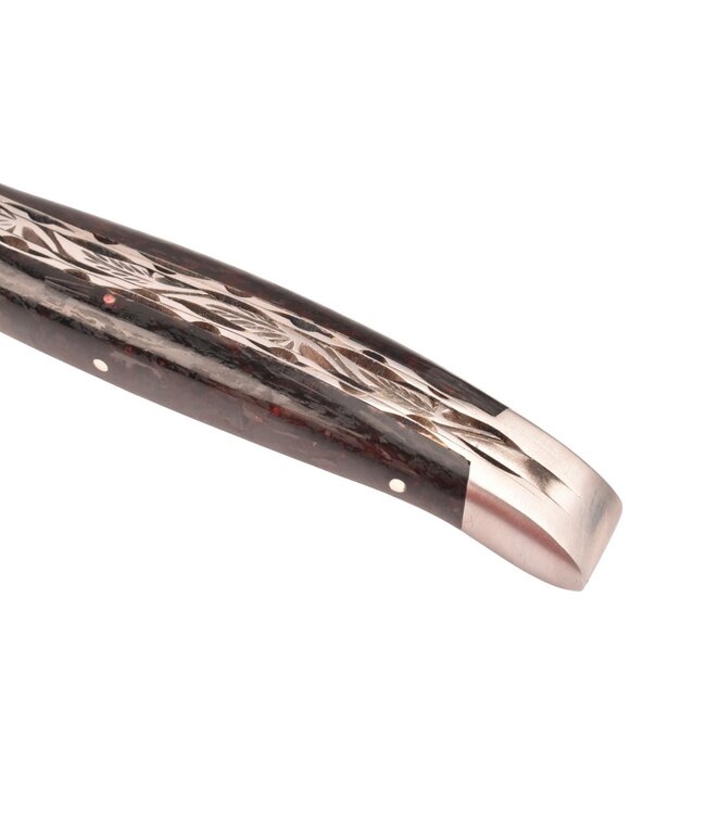 Laguiole en Aubrac 12cm carbone rood - double platines - mat
