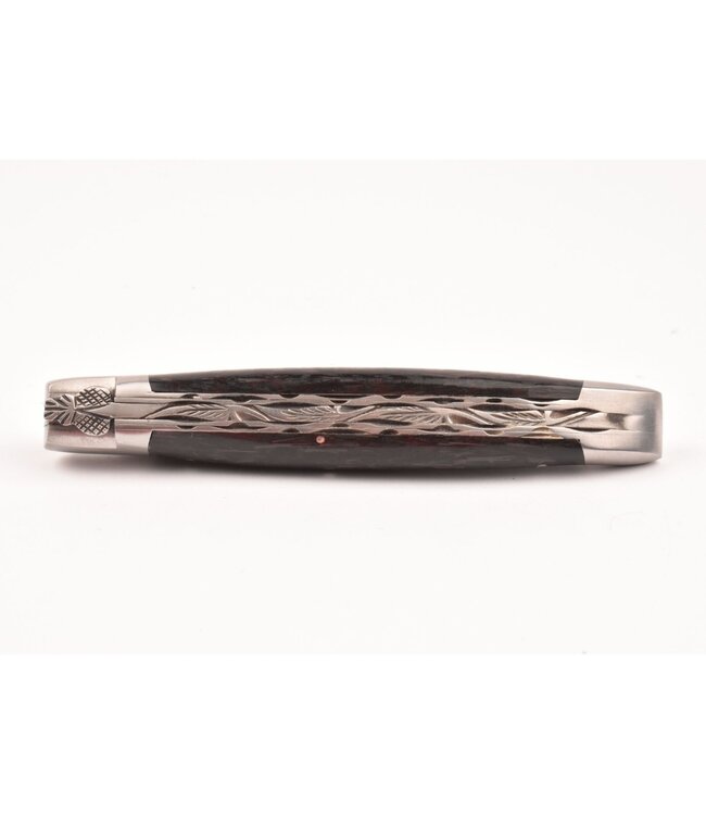 Laguiole en Aubrac 12cm carbone rood - double platines - mat