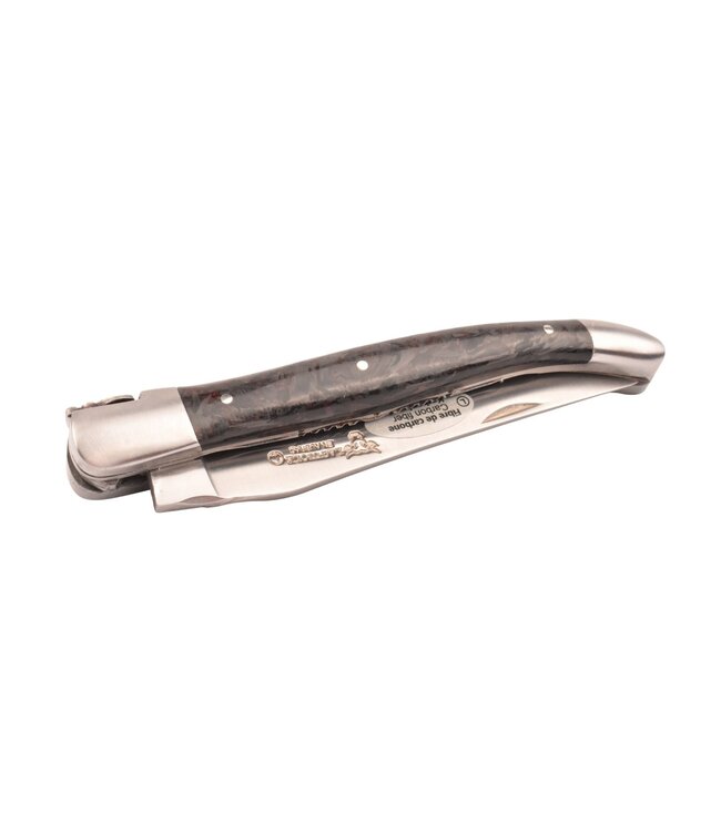 Laguiole en Aubrac 12cm carbone rood - double platines - mat