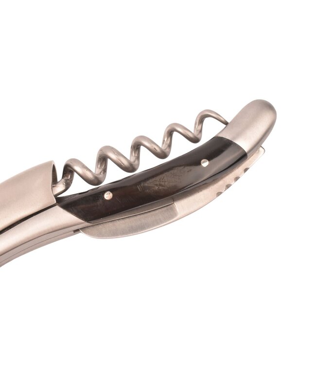 Laguiole en Aubrac kurkentrekker met heft in donker buffelhoorn - mat