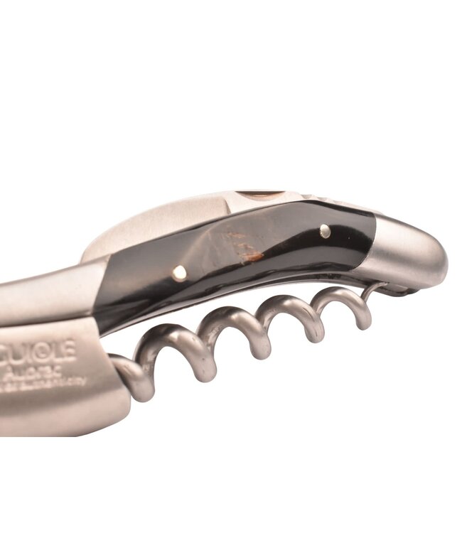 Laguiole en Aubrac kurkentrekker met heft in donker buffelhoorn - mat