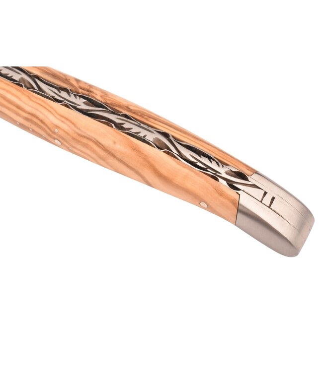 Laguiole en Aubrac 12cm olijfhout - platines guillochées - mat