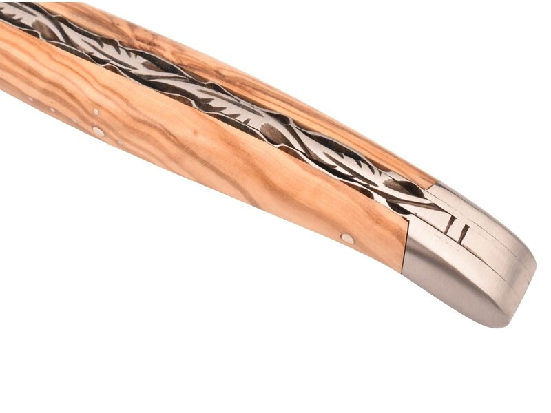 Laguiole en Aubrac 12cm olijfhout - platines guillochées - mat