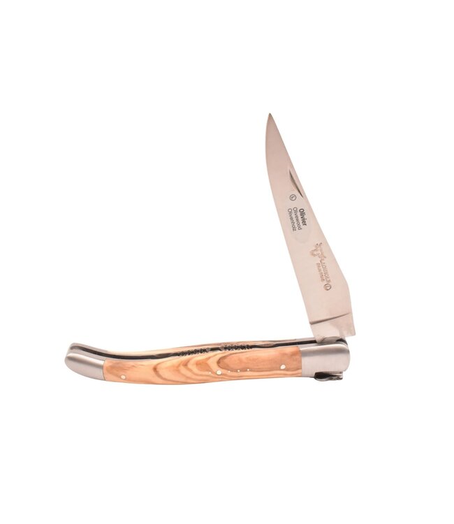 Laguiole en Aubrac 12cm olijfhout - platines guillochées - mat